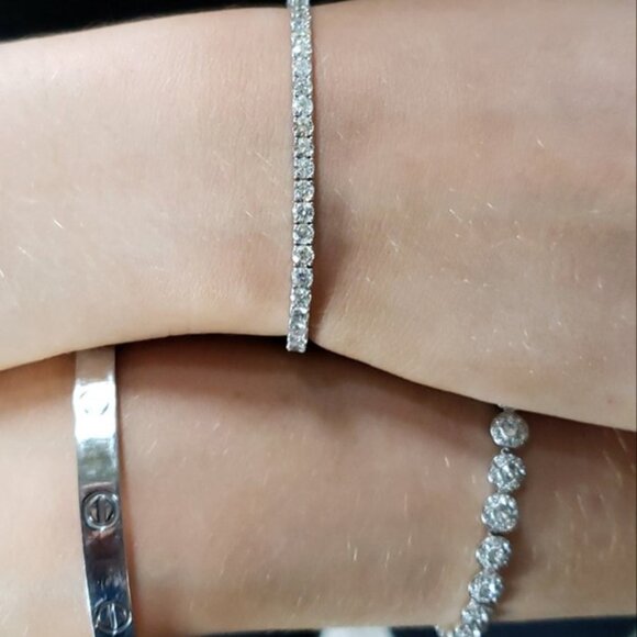 14Kt Gold 5 Ct Lab Grown Tennis Diamond Bracelet - Picture 3 of 5